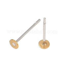 Серьги-гвоздики из нержавеющей стали 304 с плоской круглой латунной головкой&nbsp;X-STAS-R073-01