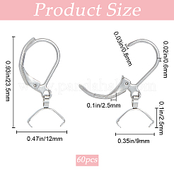 60 шт. фурнитура для сережек из нержавеющей стали 304 STAS-SP0001-21P