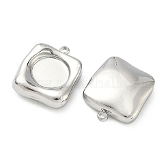 304ステンレススチールペンダントカボションセッティング  正方形  19x16x5mm  穴：1.6mm  トレイのサイズ：10mm&nbsp;STAS-C167-07E-P