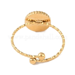 Ionenplattierung (IP) 304 Edelstahl Emaille flache runde offene Manschettenringe für Frauen&nbsp;RJEW-L107-075B-G