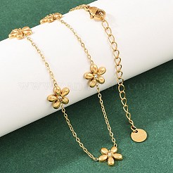 Комплекты из ожерелий и серег-гвоздиков из нержавеющей стали 304 с цветочным принтом&nbsp;SJEW-K003-02G