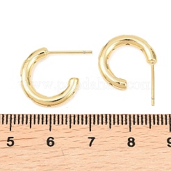 Серьги-гвоздики из латуни в форме буквы С с прозрачным кубическим цирконием&nbsp;EJEW-A156-10A-G