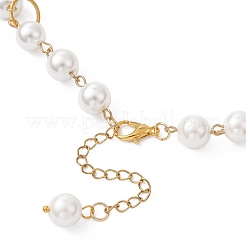 Ожерелья из круглого жемчуга с латунными звеньями для женщин&nbsp;NJEW-JN05631