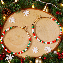 Серьги-кольца из богемского стекла ручной работы&nbsp;XQ3444-2