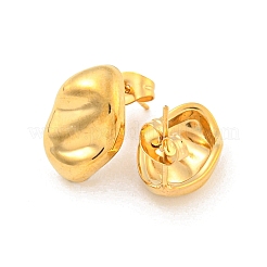 楕円形 304 ステンレススチール製イヤリング  女性用スタッドピアス  ゴールドカラー  15x10mm&nbsp;EJEW-L290-016G