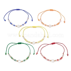 Verstellbare geflochtene Armbänder aus Glas- und natürlichen Trochidenmuschelperlen&nbsp;BJEW-MZ00322