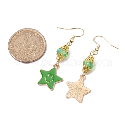 Серьги-подвески из нержавеющей стали 304 со стеклянными подвесками&nbsp;EJEW-JE05848