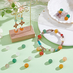 40 pièce de perles de jade en soie dorée naturelle de 5 couleurs&nbsp;G-PH0002-82