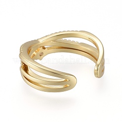 Латунные кольца из манжеты с прозрачным цирконием RJEW-K232-13G