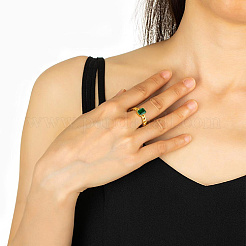 Кольцо-солитер из золотой латуни с микропаве из кубических цирконий EP4174-2