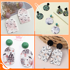 5 шт. 5 стиля Хэллоуин узор летучая мышь керамика глина вода переводная бумага&nbsp;AJEW-UN0002-61