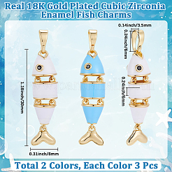 6 pendentif en laiton bicolore serti de micro-pavés de zircone cubique&nbsp;KK-BBC0028-95