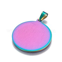 イオンプレーティング（IP）304ステンレス鋼スタンピングブランクタグペンダント  フラットラウンド  虹色  33x29.5x1mm  穴：3.5x6mm&nbsp;STAS-F200-03M