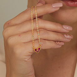 Goldene Halskette mit Herzanhänger aus Messing für Damen&nbsp;LS-WZ0134-3-1