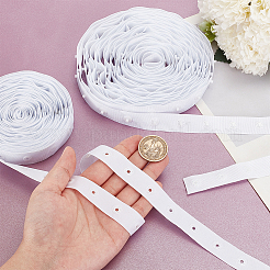プラスチック スナップ ボタン テープ トリム ポリエステル リボン  服のスナップテープを縫う  ホワイト  5/8インチ（17mm）  約9ヤード/束&nbsp;DIY-WH0632-31B