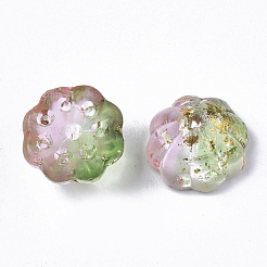 Perle di vetro verniciato a spruzzo trasparente bicolore&nbsp;GLAA-N035-06A-G05