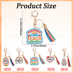 5 шт. 5-х цветные деревянные брелки ко Дню учителя&nbsp;AJEW-SP0001-41A