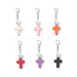 6 шт. подвески-крестики из синтетической бирюзы HJEW-JM04136