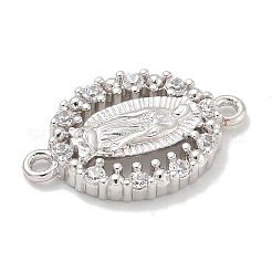 Стойка покрытие латунь прозрачный кубический цирконий религия овальный Дева Мария соединительные подвески&nbsp;X-KK-L224-097P