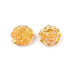 透明な腹筋プラスチック ビーズ  片穴  花  ゴールド  15x16x6.5mm  穴：1.2mm&nbsp;KY-G019-01I