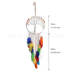 Rete/rete intrecciata con albero della vita con decorazioni di piume da appendere alla parete&nbsp;PW-WG74302-01