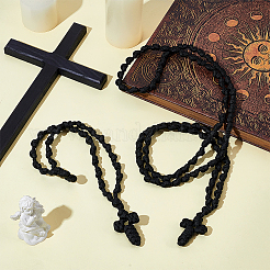 2 collier de prière avec pendentif en croix en cordon tressé en polyester&nbsp;NJEW-UN0001-87
