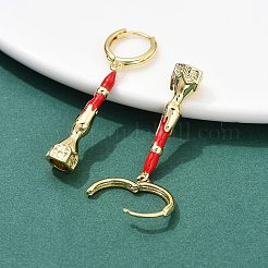 Серьги-кольца из латуни с эмалью EJEW-B149-04G