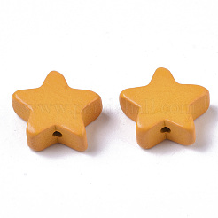 塗装天然木ビーズ  スター  オレンジ  14~15x14~15x5.5mm  穴：1.5mm&nbsp;WOOD-R265-09I