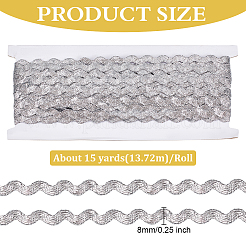 Ruban de garniture à franges ondulées en polyester de 15 mètre&nbsp;SRIB-WH0011-207B