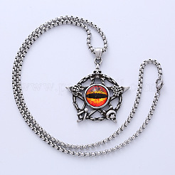 Винтажное панк-ожерелье с подвеской в виде гексаграммы из нержавеющей стали 304 с изображением сглаза QO6667