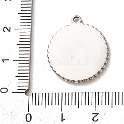 304ステンレススチールエナメルペンダント  フラットラウンド型でチェリー柄のチャーム  ステンレス鋼色  21x19x2mm  穴：1.5mm&nbsp;SA-CBA46B2-03P