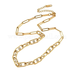 Halsketten aus Edelstahl 304 mit Strassen und Papierclip-Kette für Damen&nbsp;SA-CBA8C9C-09G