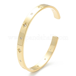 Браслеты-манжеты с прозрачным кубическим цирконием из латуни с микропаве BJEW-Z001-04G