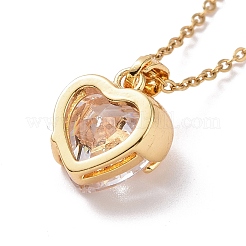 Collier pendentif cœur en oxyde de zirconium avec chaînes en acier inoxydable 304 pour femme&nbsp;NJEW-H164-01B
