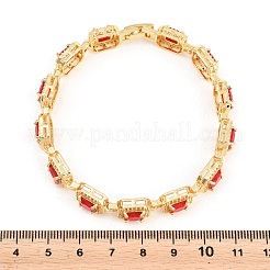 Bracelets carrés en laiton sertis de micro-pavés de zircon cubique transparent et de maillons en verre&nbsp;BJEW-T025-04G-01