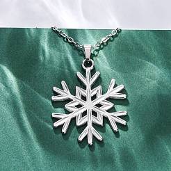 Ожерелья с подвесками из нержавеющей стали 304 в виде снежинки NJEW-M096-07P