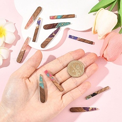 12шт 6 стиля подвески из прозрачной смолы и орехового дерева&nbsp;RESI-YW0002-13