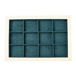 12 vassoio rettangolare per esposizione di gioielli in tessuto in microfibra con griglie&nbsp;ODIS-E018-02