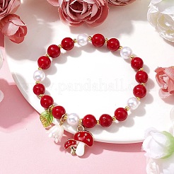 Stretch-Armbänder aus natürlicher Mashan-Jade und Acrylperlen&nbsp;BJEW-JB10084