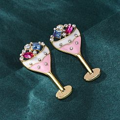 Pendientes de botón de esmalte de aleación de zinc&nbsp;EJEW-Z088-03G-01