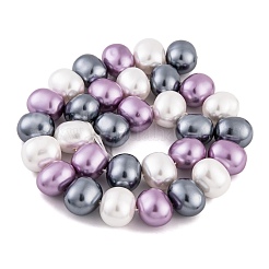 シェルパールビーズ連売り  オーバル  カラフル  12~13x15~16x12mm  穴：1mm  約30個/連  15.5インチ&nbsp;BSHE-L035-E05
