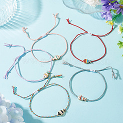 5 Stück verstellbares Armband mit Fischanhänger aus Emaille in 5 Farben&nbsp;BJEW-TA0001-31