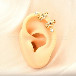 Латунные серьги-манжеты из прозрачного кубического циркония&nbsp;EJEW-F370-09G