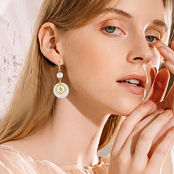 6 пара 2-цветных латунных сережек-колец с микропаве из прозрачного кубического циркония KK-BBC0014-52