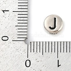 925 плоская круглая бусина из стерлингового серебра с буквами&nbsp;STER-G044-01AS-J