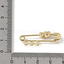 Herzförmige Brosche aus Messing mit Mikropavé-Fassung aus klaren Zirkonia&nbsp;KK-C262-24G