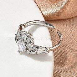 Anillos abiertos de latón con micro pavé de circonita cúbica&nbsp;RJEW-C163-04P