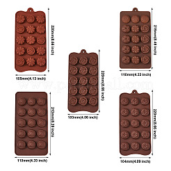 5 шт. 5 стильные 15-х полостные силиконовые Молды для помадки в форме цветка DIY-BG0001-05