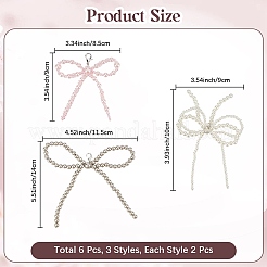 6 Stück 3 Stile Bowknot Kunststoff Imitation Perle Schuh Charms&nbsp;AJEW-CP0006-57