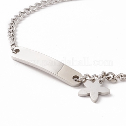 Bracciale con ciondolo a forma di stella e rettangolo in acciaio inossidabile 201 anti-ossidazione con catena a maglie per donna&nbsp;STAS-P304-19P